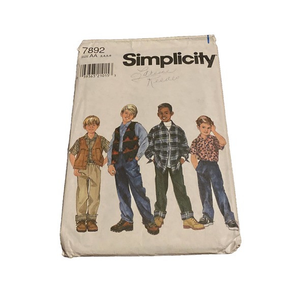 Simplicity Boys' Shirt,Vest,Pants Pattern 7892 Sizes 3,4,5,6. UNCUT, New. Fall - Picture 2 of 4